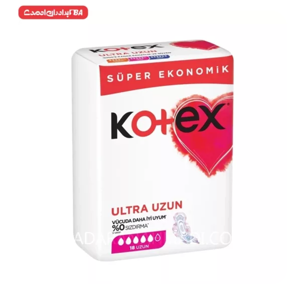 بهداشتی کوتکس مدل UZUN بسته 18 عددی ا KOTEX ULTRA UZUN 1