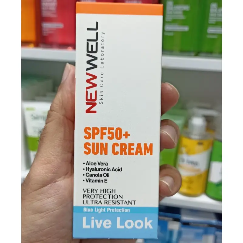 کرم ضد آفتاب SPF 50 نیوول مدل Live Look حجم 50 میل بی رنگ